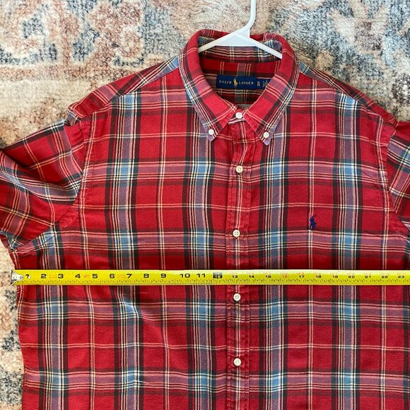 Ralph Lauren Polo Mens Red Plaid Double-Faced Button-Down Shirt XL Pony Logo - Picture 8 of 11